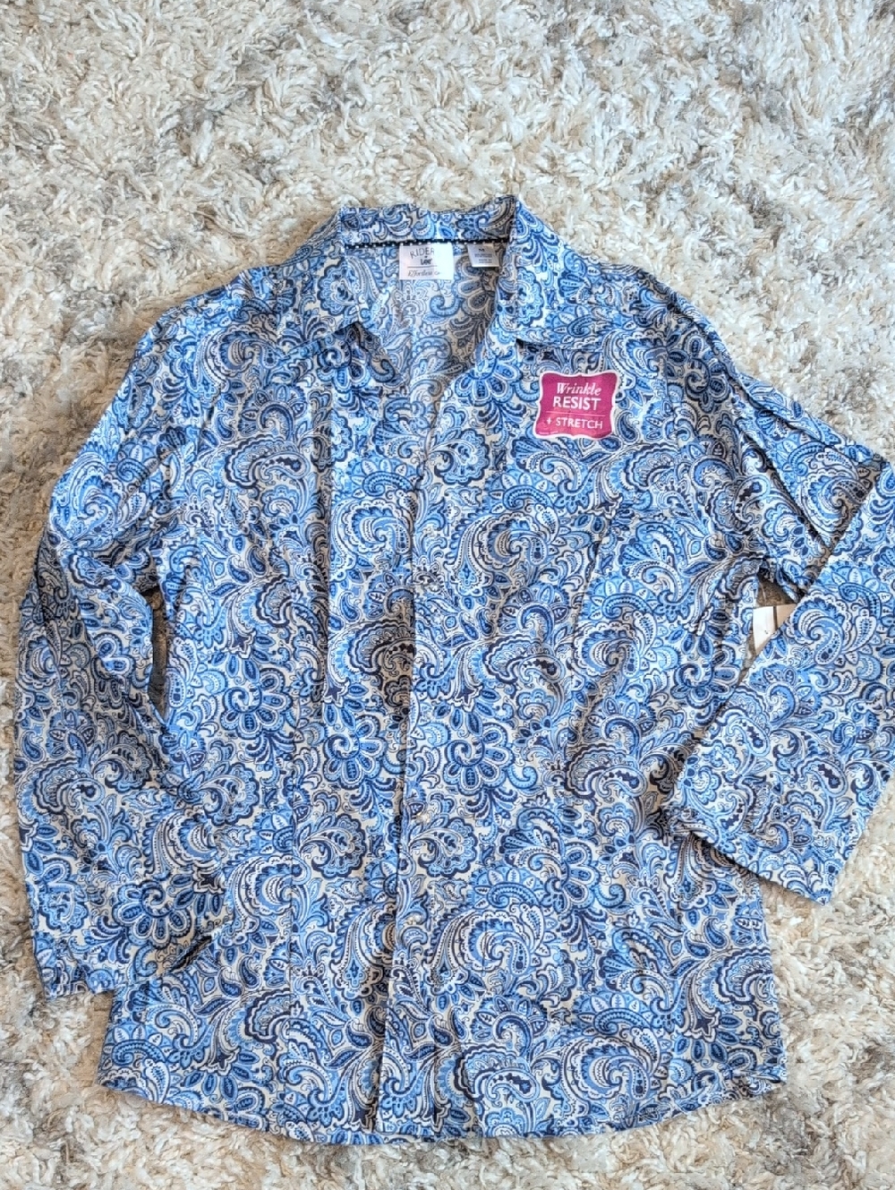 Women's Lee Blue Paisley Button-Front Dress Shirt, Size M, NWT